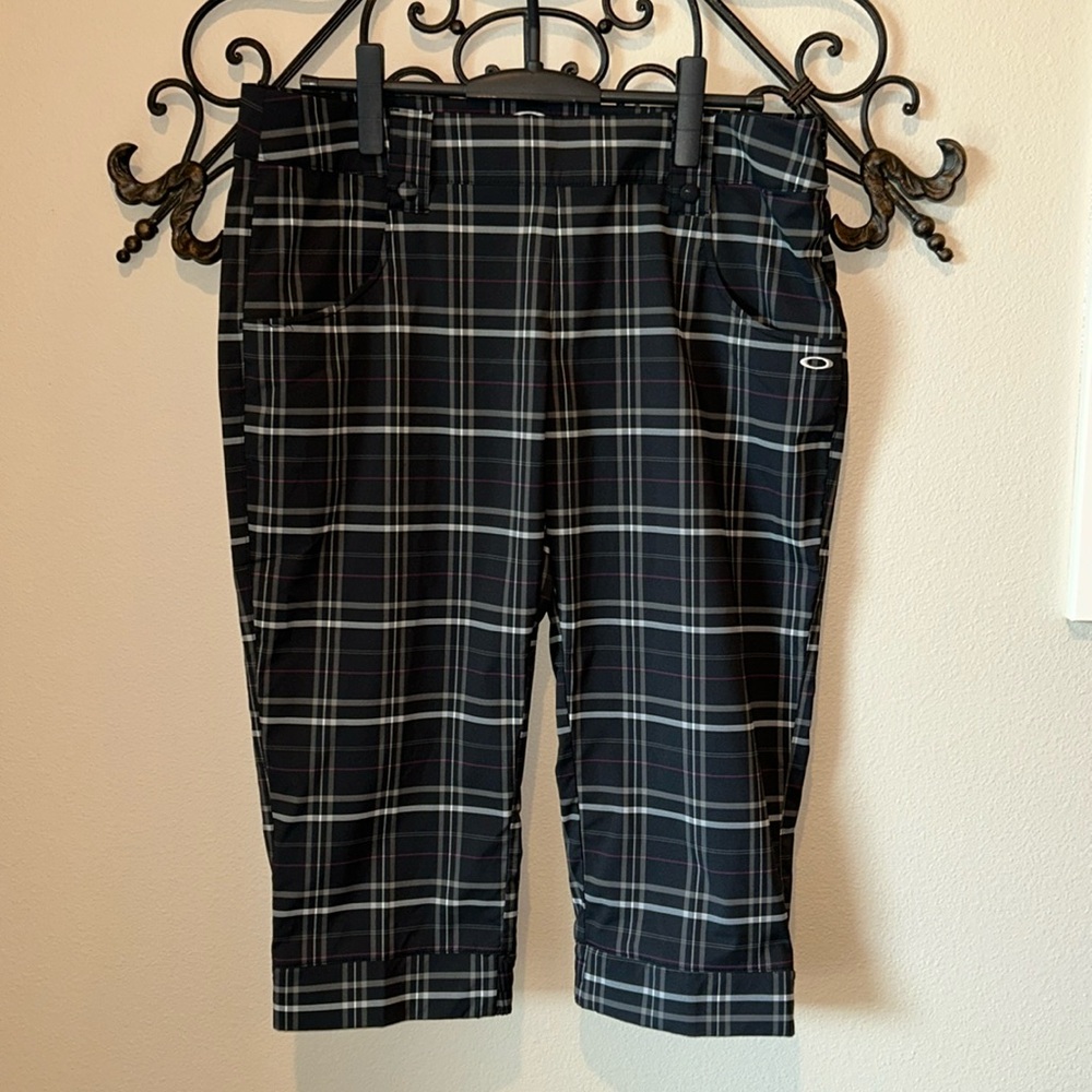 OAKLEY PALM PLAID WOMENS CAPRI GOLF PANTS SIZE 14